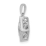 1/2ct Vibrant Diamond Tilted Square Charm Pendant in Real 14k White Gold