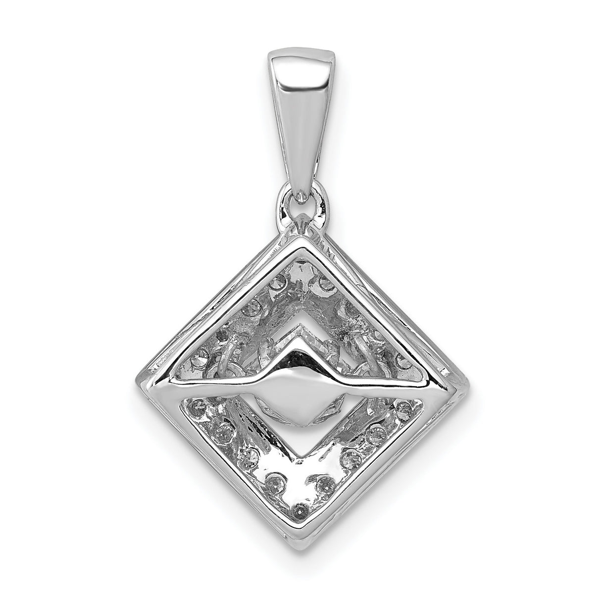 1/2ct Vibrant Diamond Tilted Square Charm Pendant in Real 14k White Gold