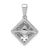 1/2ct Vibrant Diamond Tilted Square Charm Pendant in Real 14k White Gold