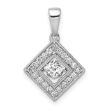 1/2ct Vibrant Diamond Tilted Square Charm Pendant in Real 14k White Gold