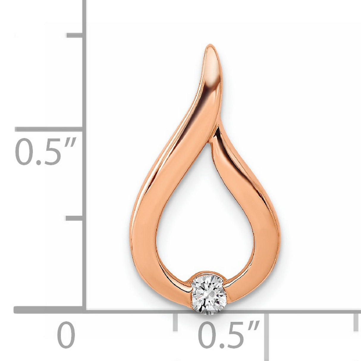 1/10ct Diamond Teardrop Chain Slide Charm Pendant in Real 14k Rose Gold