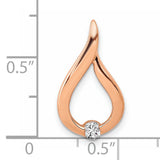 1/10ct Diamond Teardrop Chain Slide Charm Pendant in Real 14k Rose Gold