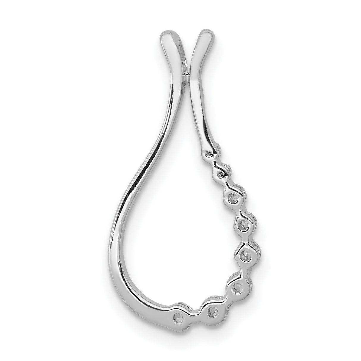 1/5ct Diamond Polished Teardrop Chain Slide Charm Pendant in Real 14k White Gold