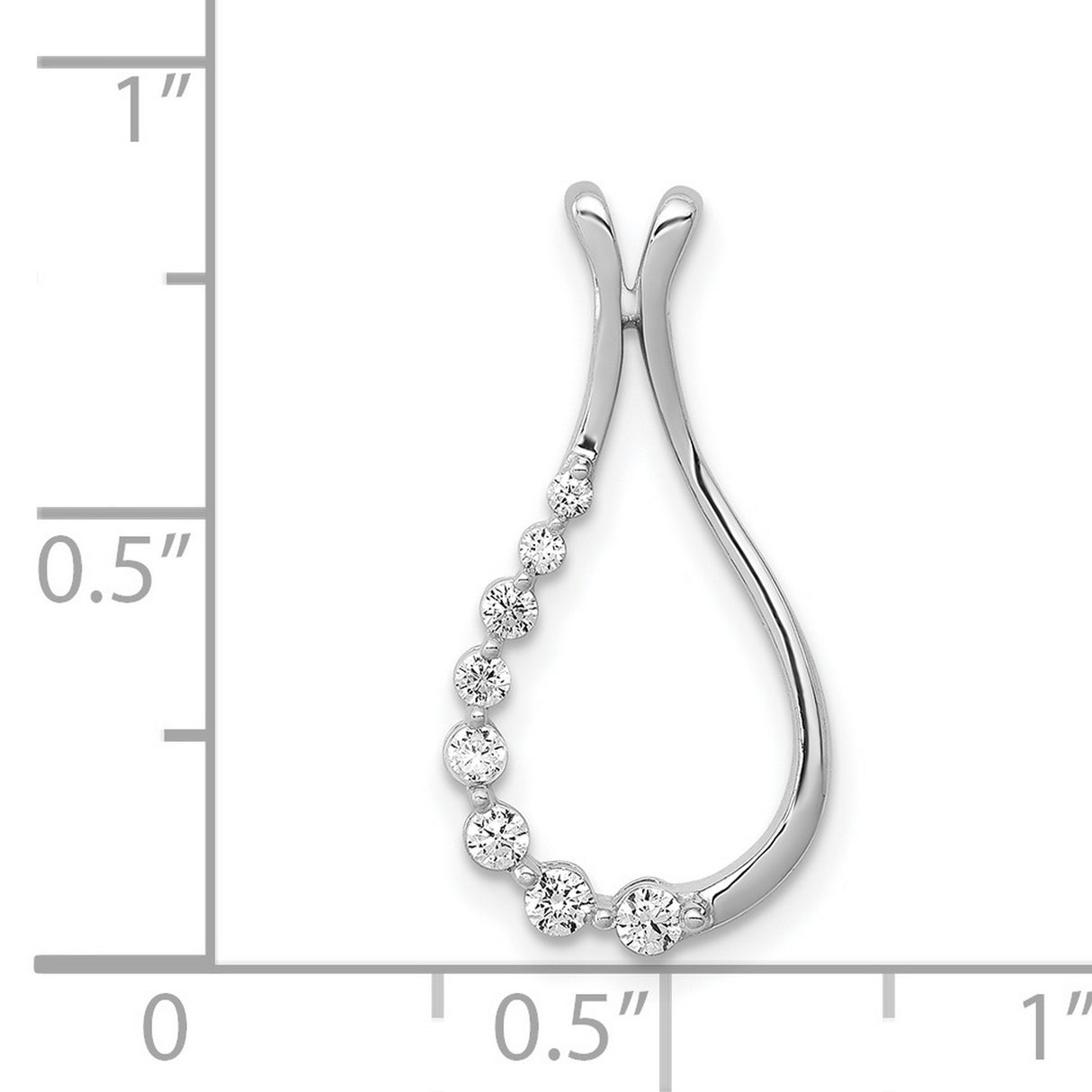 1/5ct Diamond Polished Teardrop Chain Slide Charm Pendant in Real 14k White Gold