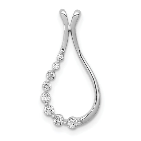 1/5ct Diamond Polished Teardrop Chain Slide Charm Pendant in Real 14k White Gold