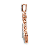 1/3ct Diamond Double Teardrop Dangle Charm Pendant in Real 14k Rose Gold