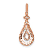 1/3ct Diamond Double Teardrop Dangle Charm Pendant in Real 14k Rose Gold