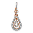 1/3ct Diamond Double Teardrop Dangle Charm Pendant in Real 14k Rose Gold