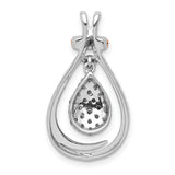 1/4ct Champagne Diamond Chain Slide Charm Pendant in Real 14k White Gold