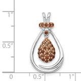 1/4ct Champagne Diamond Chain Slide Charm Pendant in Real 14k White Gold