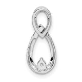 1/20ct Diamond Teardrop Infinity Chain Slide Charm Pendant in Real 14k White Gold