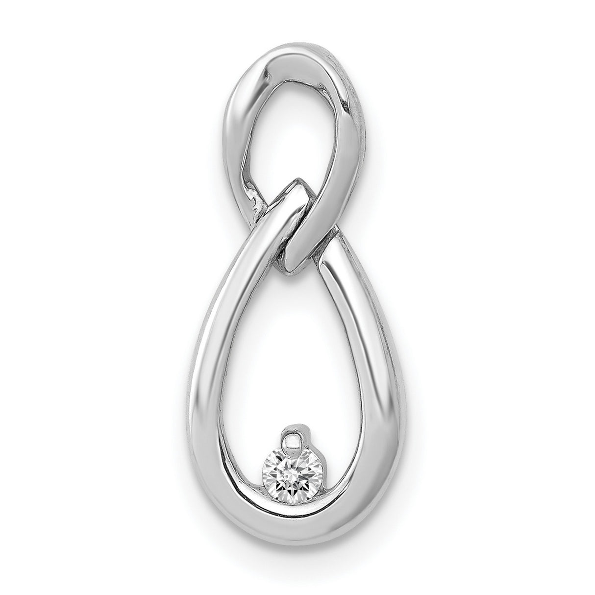 1/20ct Diamond Teardrop Infinity Chain Slide Charm Pendant in Real 14k White Gold