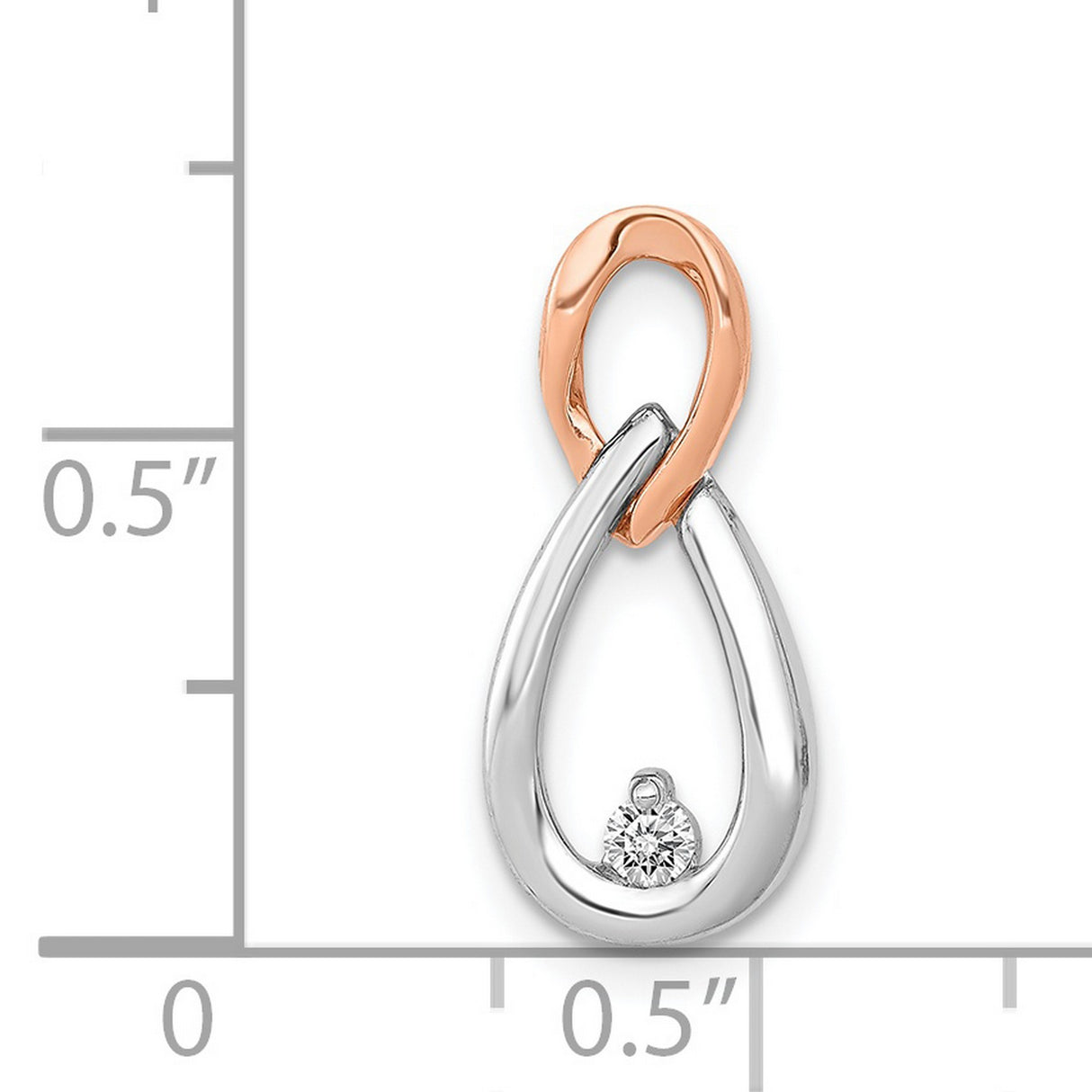 1/20ct Diamond Teardrop Infinity Chain Slide Charm Pendant in Real 14k Multi-Tone Gold