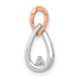 1/20ct Diamond Teardrop Infinity Chain Slide Charm Pendant in Real 14k Multi-Tone Gold