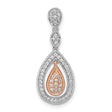 1/4ct Diamond Double Teardrop Chain Slide Charm Pendant in Real 14k Multi-Tone Gold