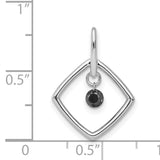 1/6ct Black Diamond Dangle Charm Pendant in Real 14k White Gold