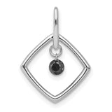 1/6ct Black Diamond Dangle Charm Pendant in Real 14k White Gold