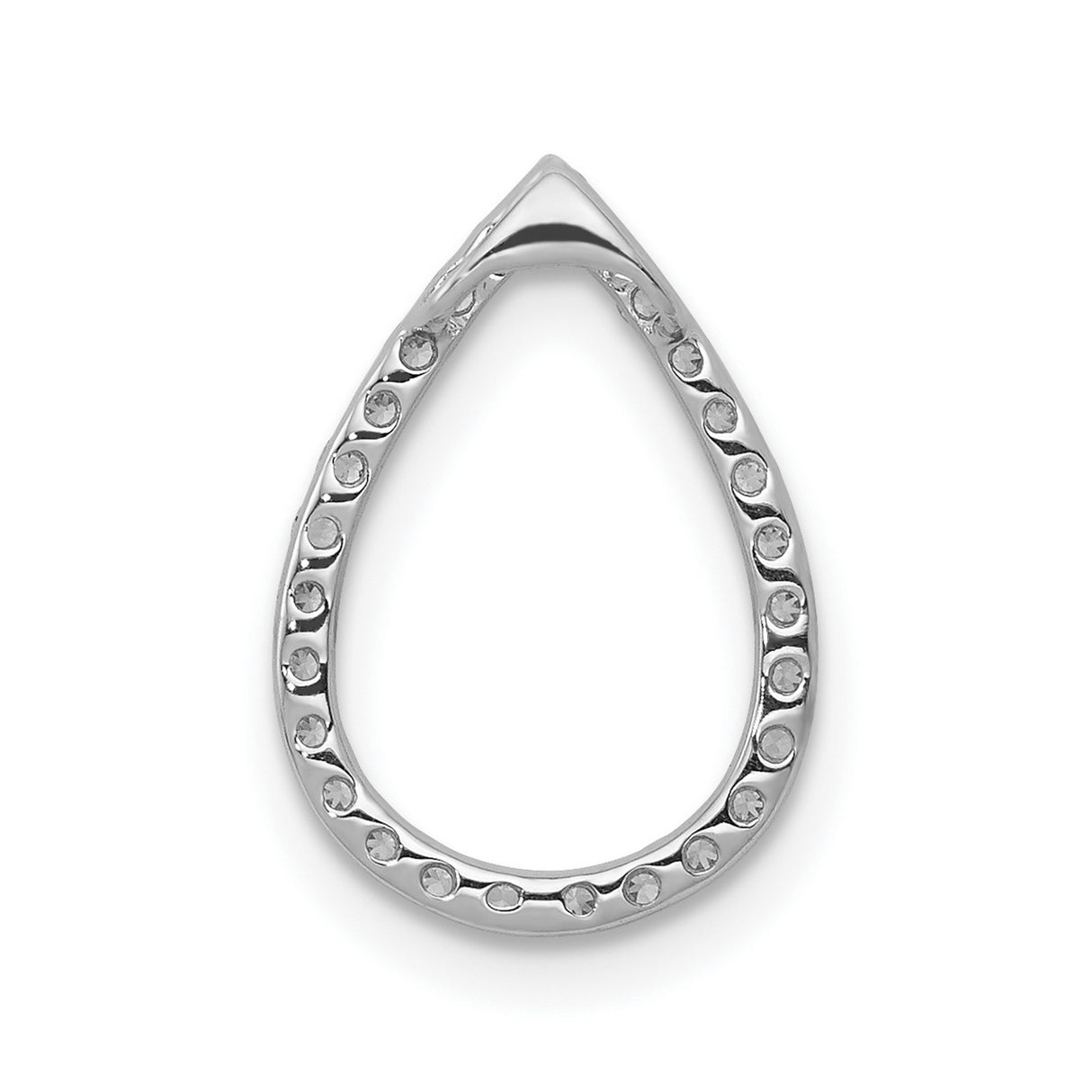 Diamond Teardrop Chain Slide Charm Pendant in Real 10k White Gold