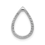 Diamond Teardrop Chain Slide Charm Pendant in Real 10k White Gold