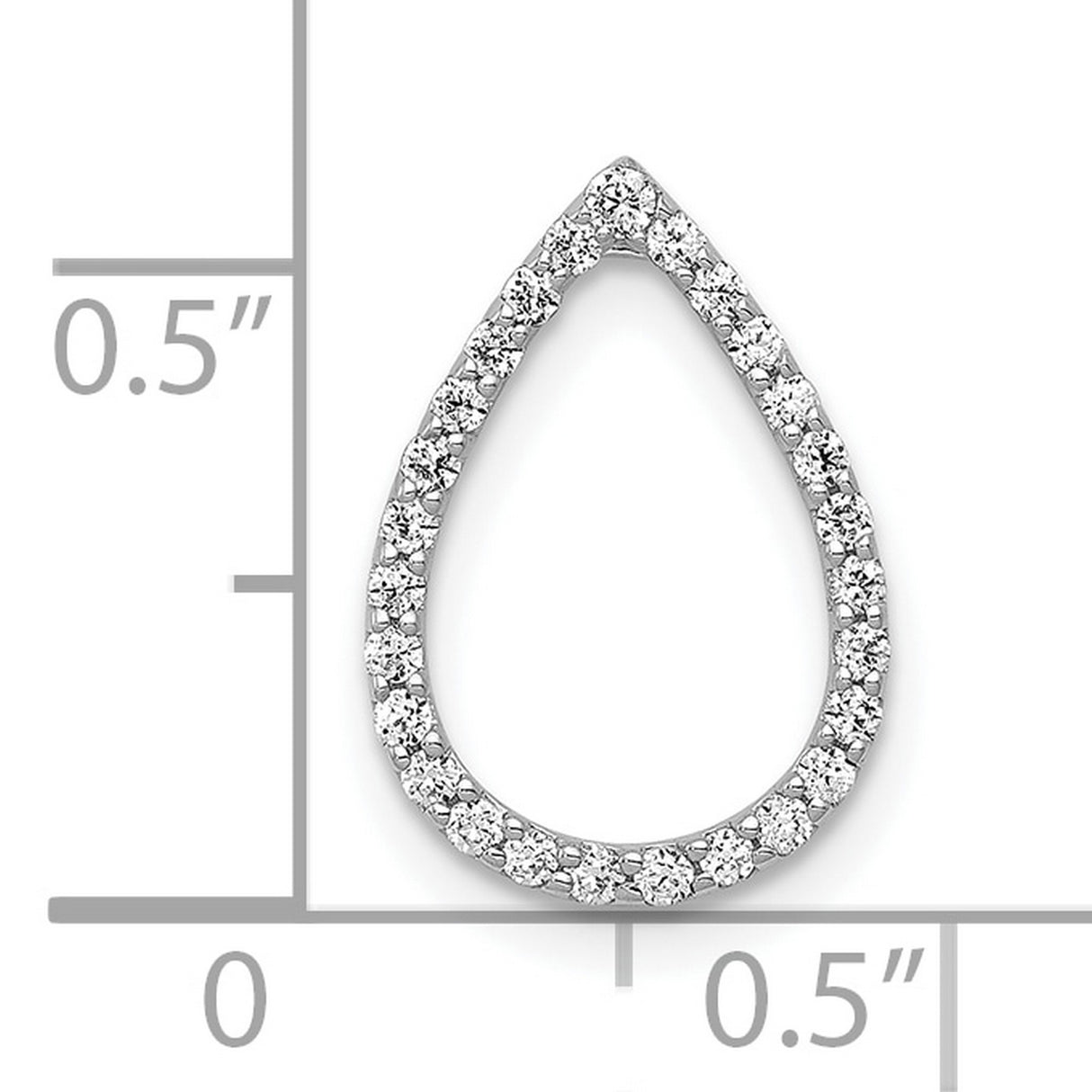 Diamond Teardrop Chain Slide Charm Pendant in Real 10k White Gold