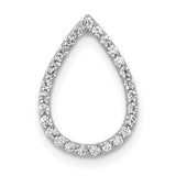Diamond Teardrop Chain Slide Charm Pendant in Real 10k White Gold