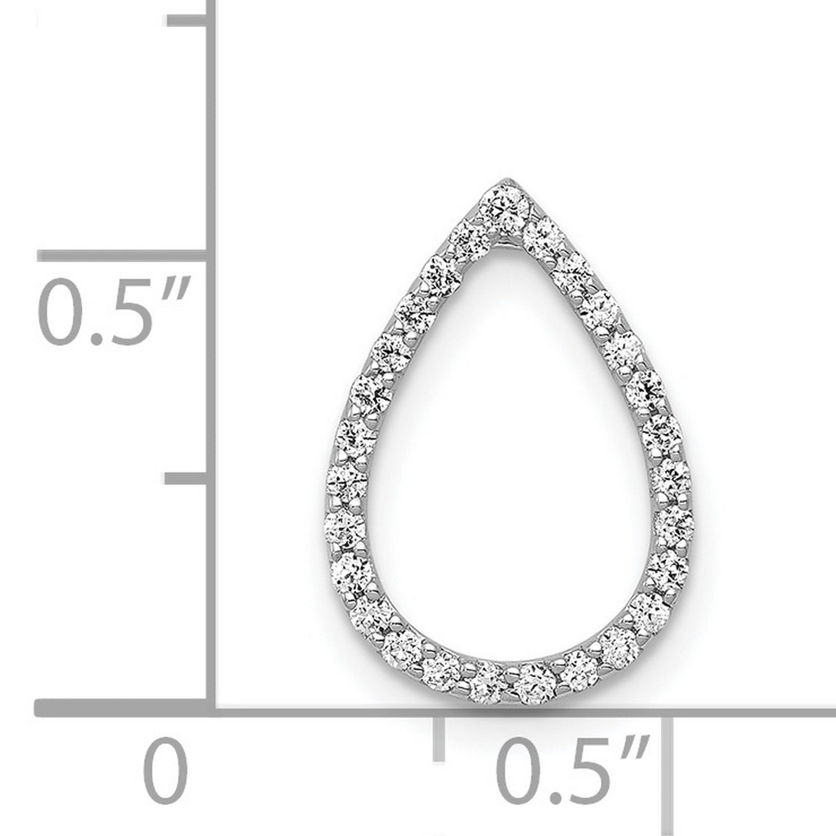 1/5ct Diamond Teardrop Chain Slide Charm Pendant in Real 14k White Gold