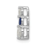 1/2ct Blue/White Diamond Chain Slide Charm Pendant in Real 14k White Gold