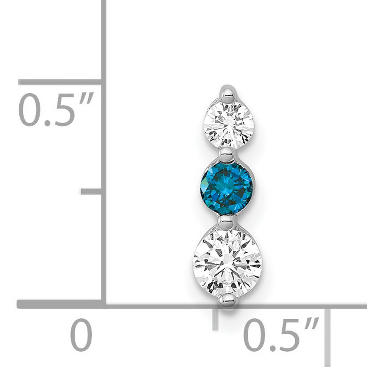 1/2ct Blue/White Diamond Chain Slide Charm Pendant in Real 14k White Gold