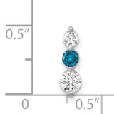 1/2ct Blue/White Diamond Chain Slide Charm Pendant in Real 14k White Gold