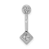 1/4ct Diamond Chain Slide Charm Pendant in Real 14k White Gold