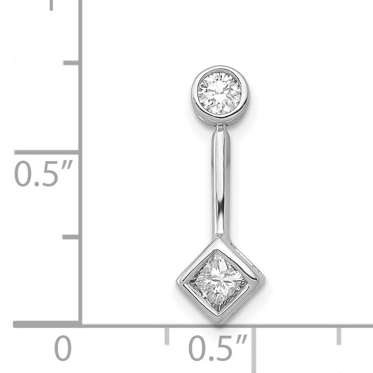 1/4ct Diamond Chain Slide Charm Pendant in Real 14k White Gold