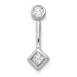 1/4ct Diamond Chain Slide Charm Pendant in Real 14k White Gold