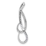 1/4ct Blue and White Diamond Fancy Chain Slide Charm Pendant in Real 14k White Gold