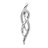 1/3ct Blue and White Diamond Fancy Chain Slide Charm Pendant in Real 14k White Gold