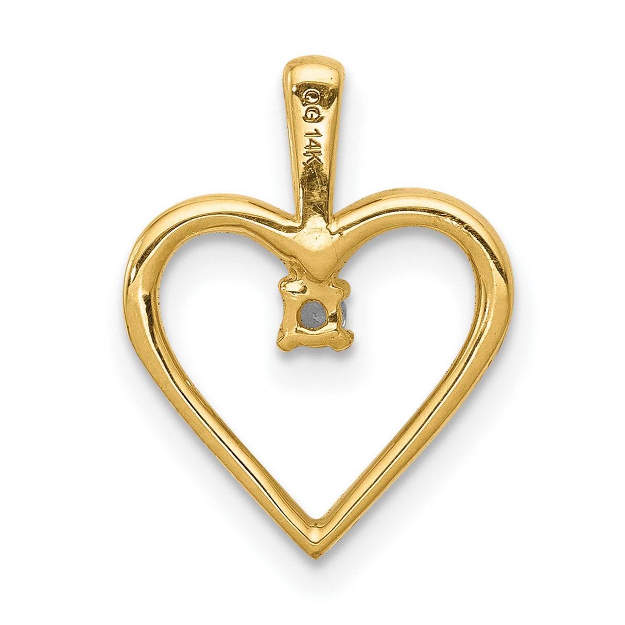 10k Yellow Gold Heart Pendant with Diamond Accent, Open Heart Symbol of Love Jewelry for Women