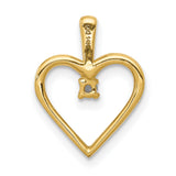 10k Yellow Gold Heart Pendant with Diamond Accent, Open Heart Symbol of Love Jewelry for Women