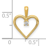 10k Yellow Gold Heart Pendant with Diamond Accent, Open Heart Symbol of Love Jewelry for Women