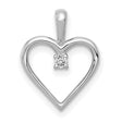 14k White Gold Heart Pendant with Diamond Center, Romantic Minimalist Jewelry for Women