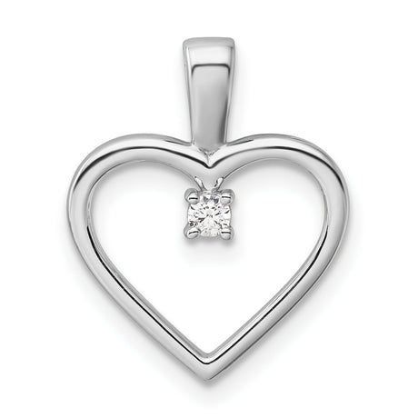 AA .05ct Diamond Heart Charm Pendant in Real 14k White Gold