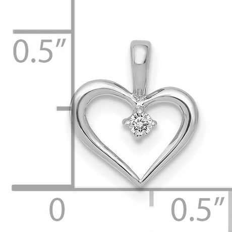 AA .02ct Diamond Heart Charm Pendant in Real 10k White Gold