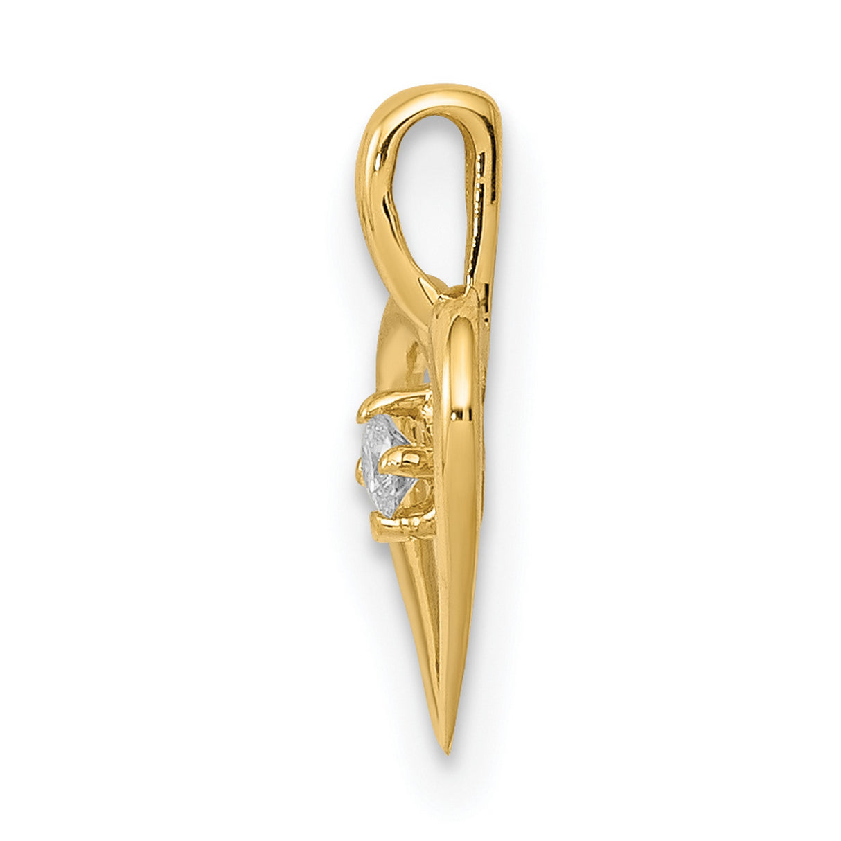14k Yellow Gold Heart Pendant with Diamond Accent, Romantic Symbolic Jewelry for Women