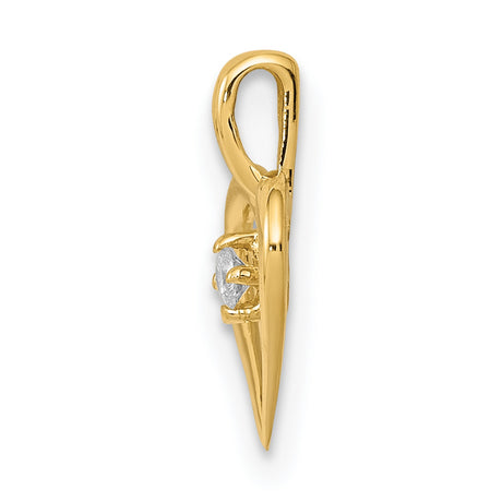 14k Yellow Gold Heart Pendant with Diamond Accent, Romantic Symbolic Jewelry for Women