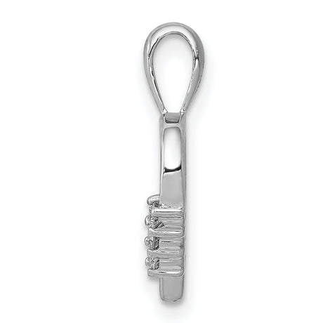14k White Gold Heart Pendant with Three Diamonds, Open Heart Charm for Women