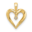 AA Diamond Heart Pend Charm Pendant in Real 14k Yellow Gold