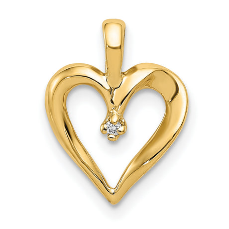 AA Diamond Heart Pend Charm Pendant in Real 14k Yellow Gold