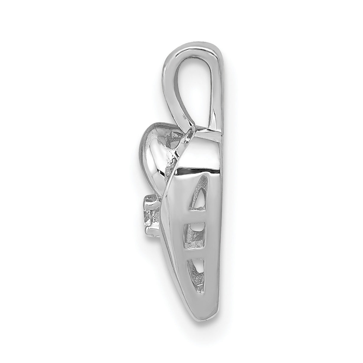 AA .02ct Diamond Heart Charm Pendant in Real 14k White Gold
