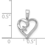 AA .02ct Diamond Heart Charm Pendant in Real 14k White Gold