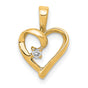 AA .02ct Diamond Heart Charm Pendant in Real 14k Yellow Gold