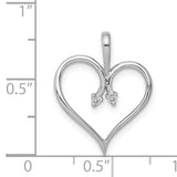 14k White Gold Heart Pendant with Diamond Accents, Open Heart Design for Women