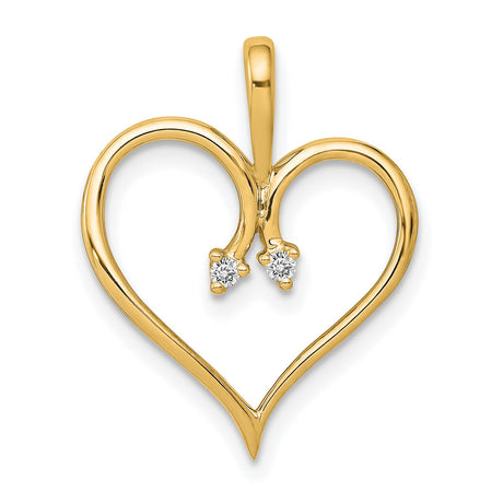 AA Diamond Heart Charm Pendant in Real 14k Yellow Gold
